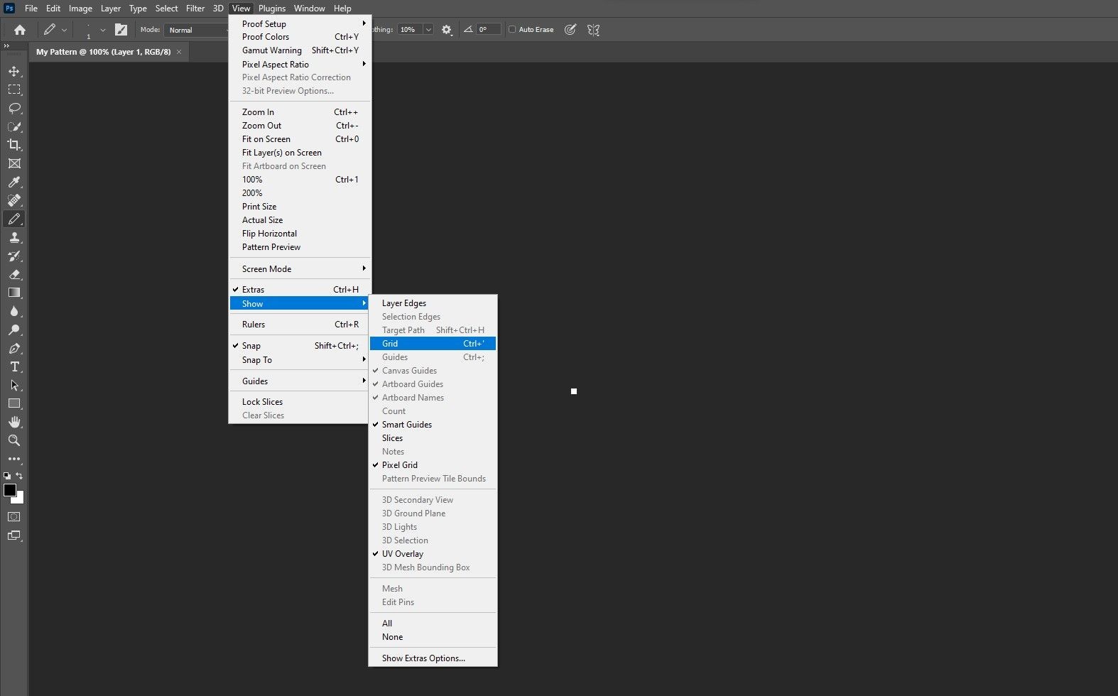 Bật đường lưới trong Photoshop