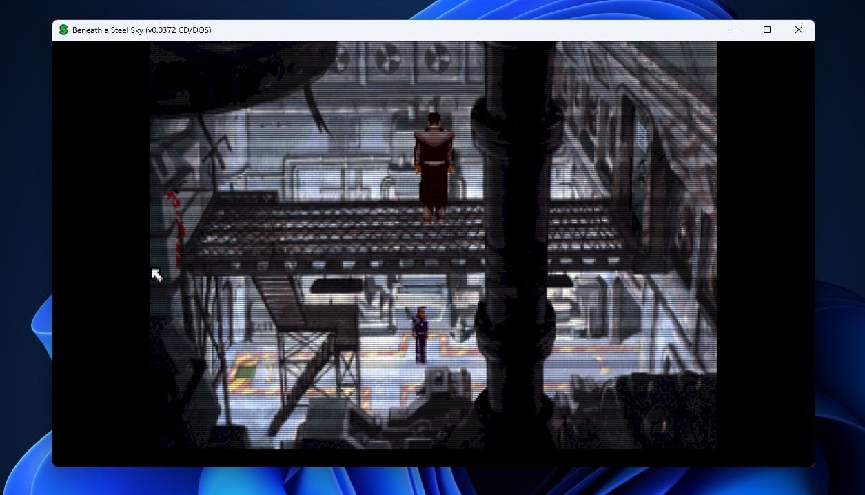 Beneath a Steel Sky với shader CRT trong ScummVM