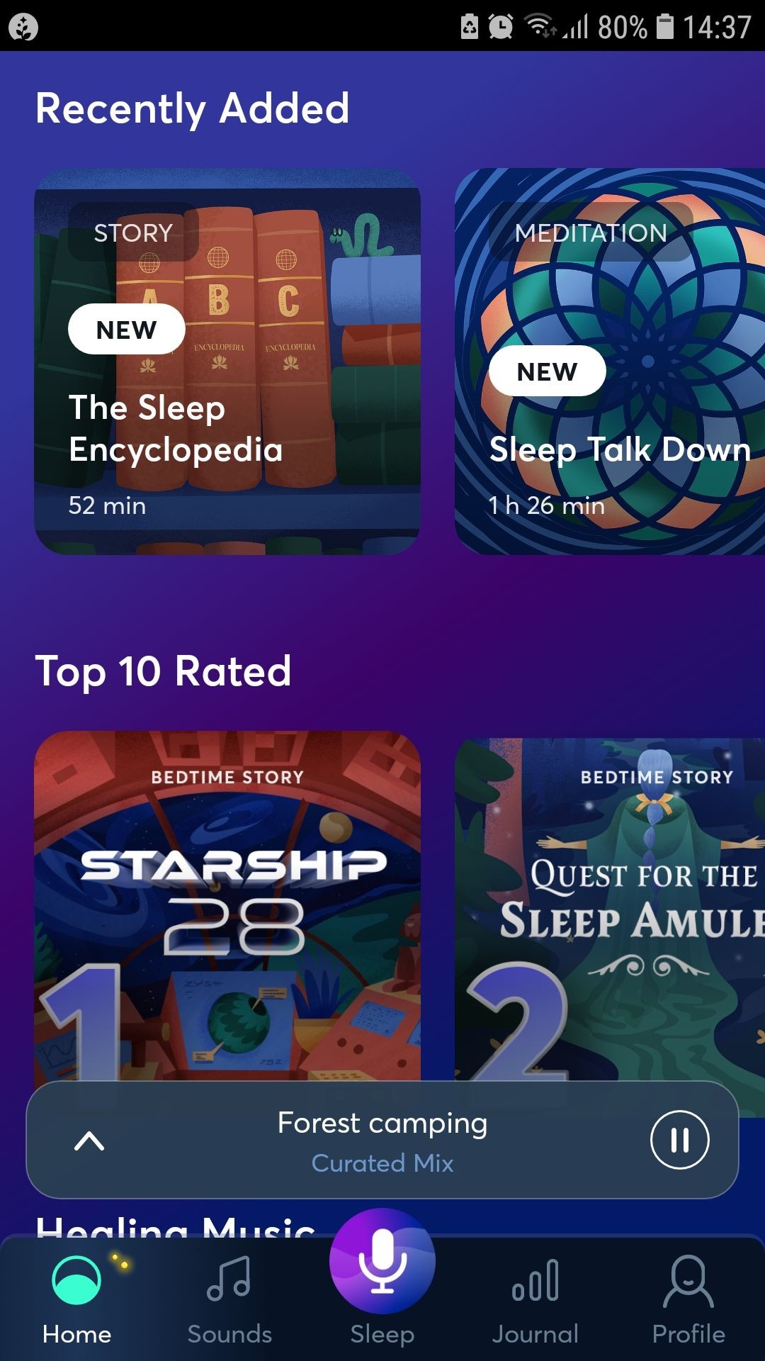 BetterSleep giao diện chính theo dõi giấc ngủ trên điện thoại Android