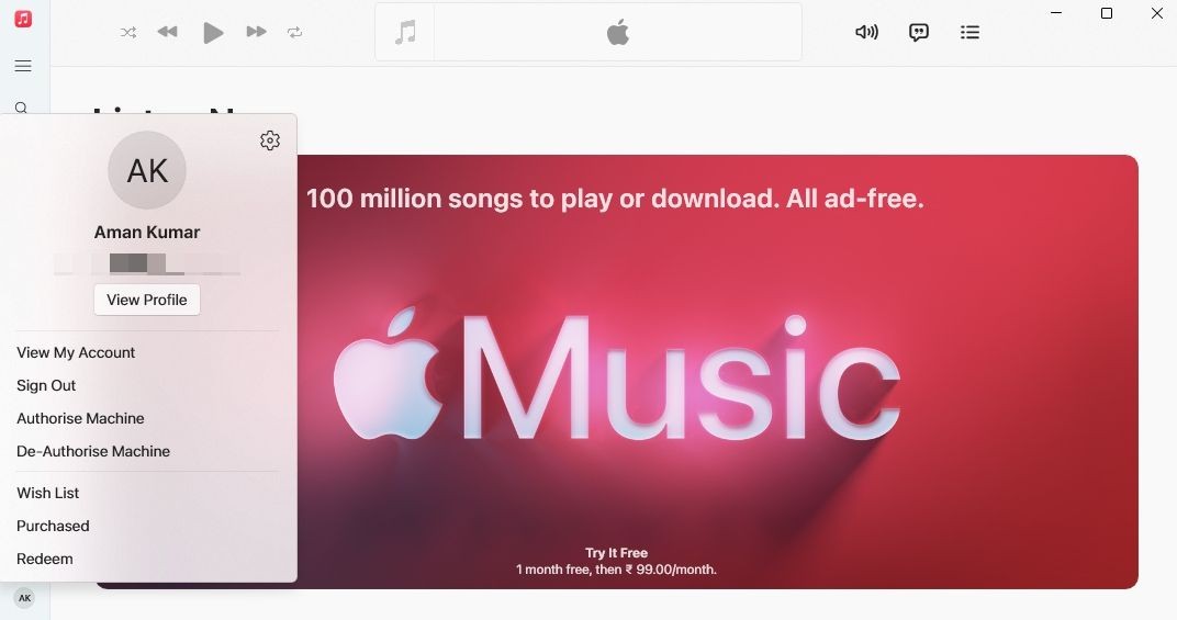 Biểu tượng bánh răng trong ứng dụng Apple Music