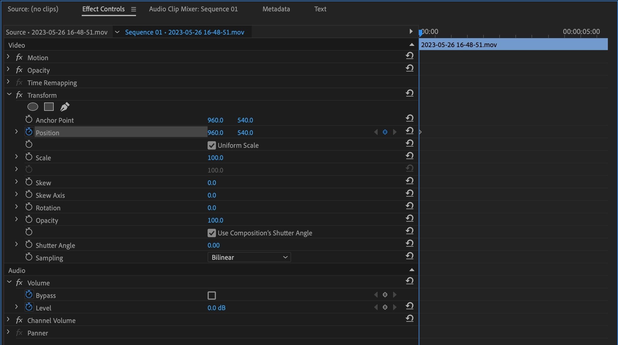 Biểu tượng bật chế độ hoạt hình trong Premiere Pro