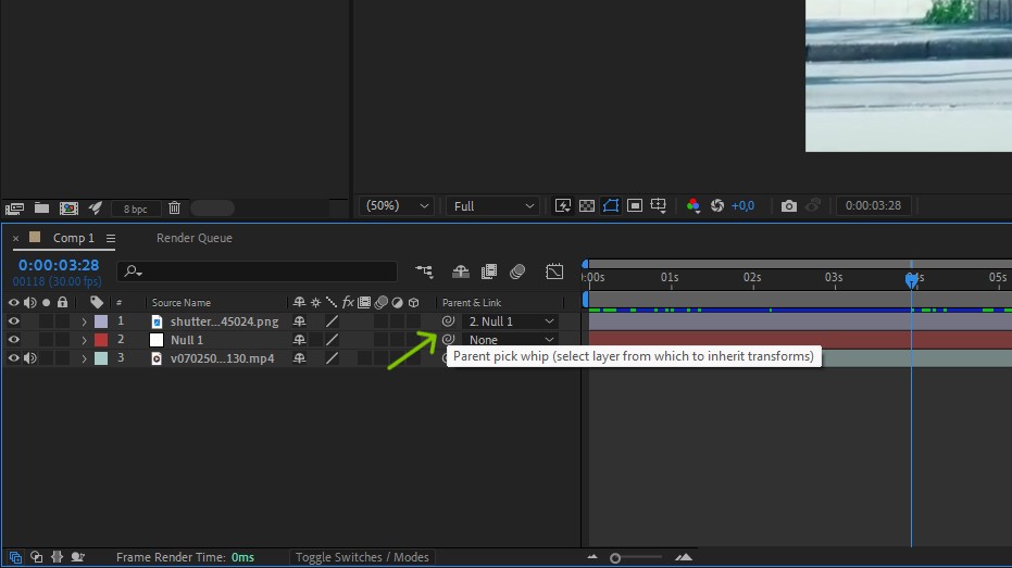 Biểu tượng Pick Whip xoắn ốc trong After Effects