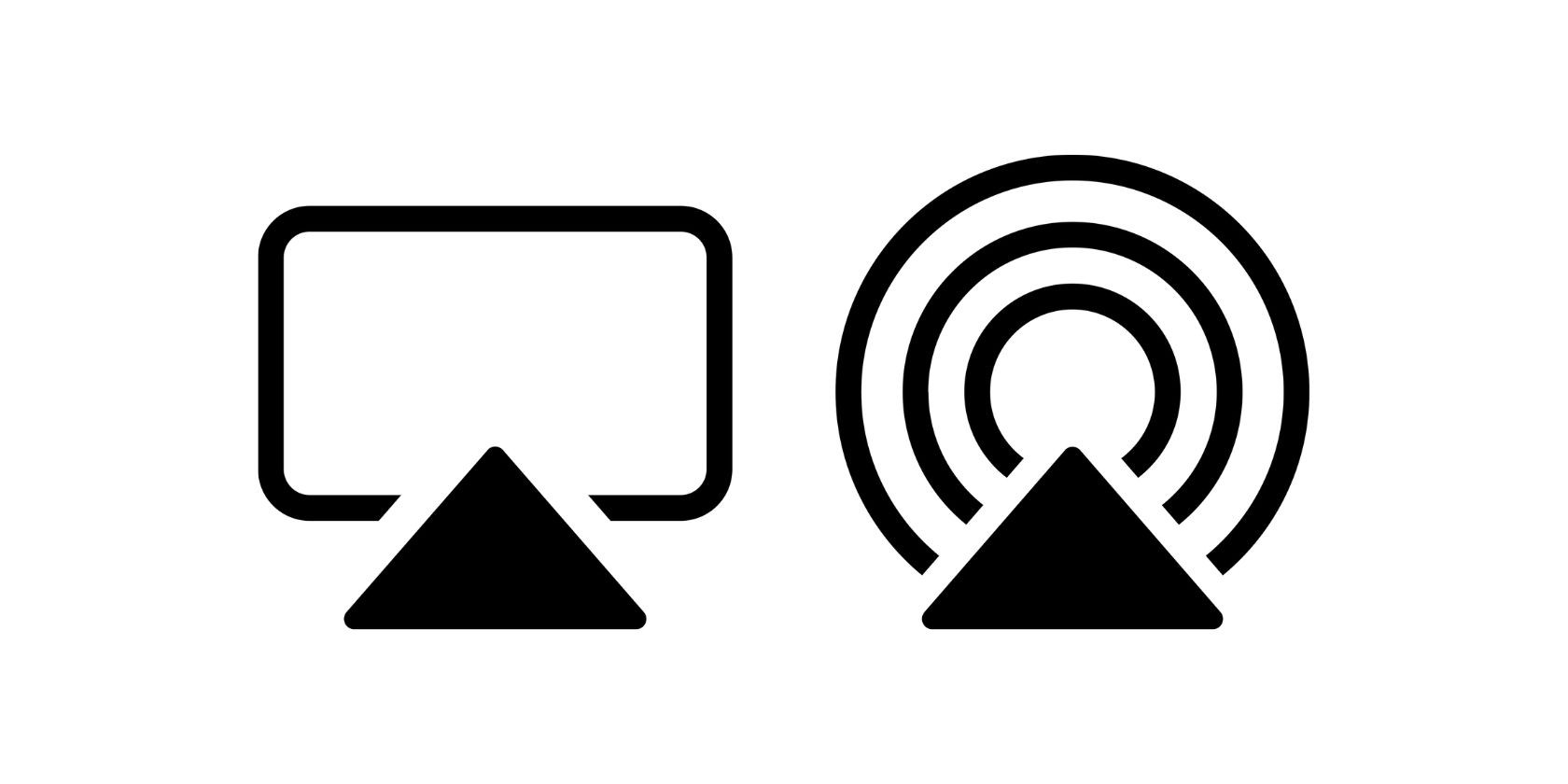 Biểu tượng sử dụng cho AirPlay trên các thiết bị Apple