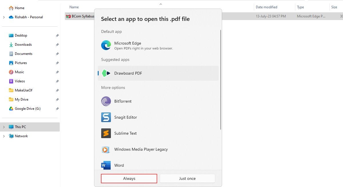 Bộ chọn ứng dụng trên Windows 11