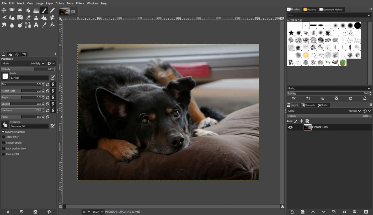 Bố cục mặc định của GIMP 2.10
