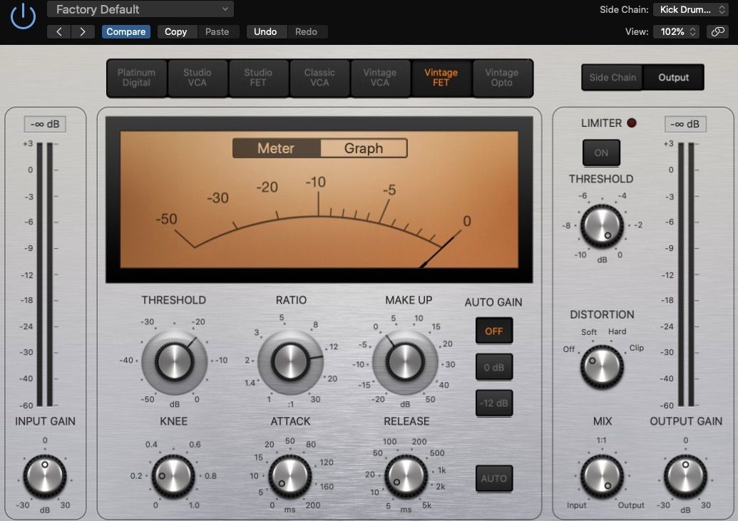 Bộ nén Logic Pro X sử dụng tính năng sidechain compression