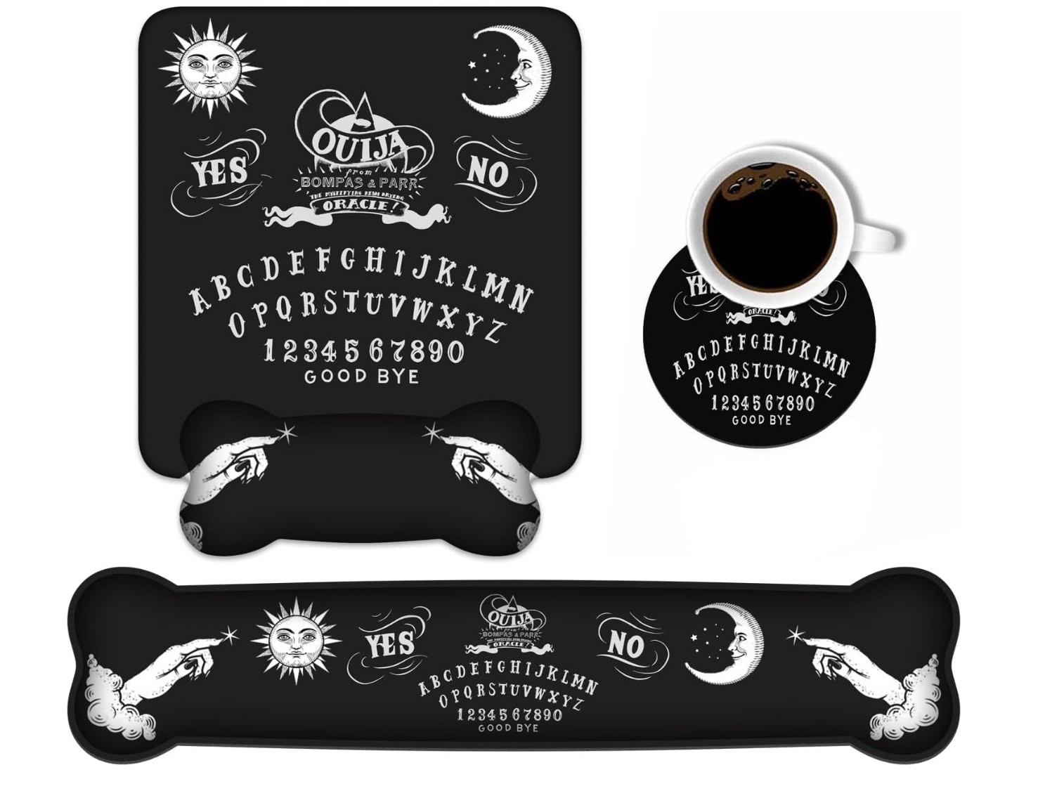 Bộ thảm chuột, đế tay và đế ly hình Ouija Board