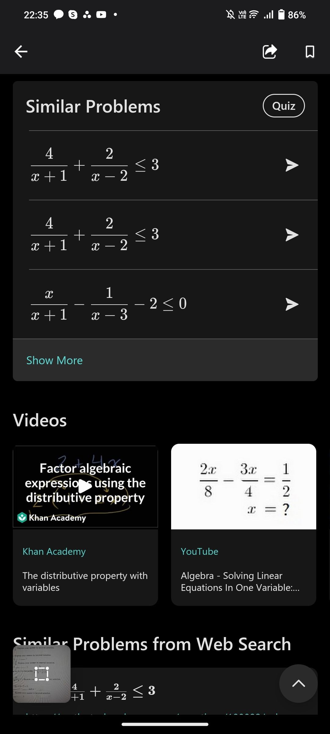 Các bài toán tương tự trên Microsoft Math Solver