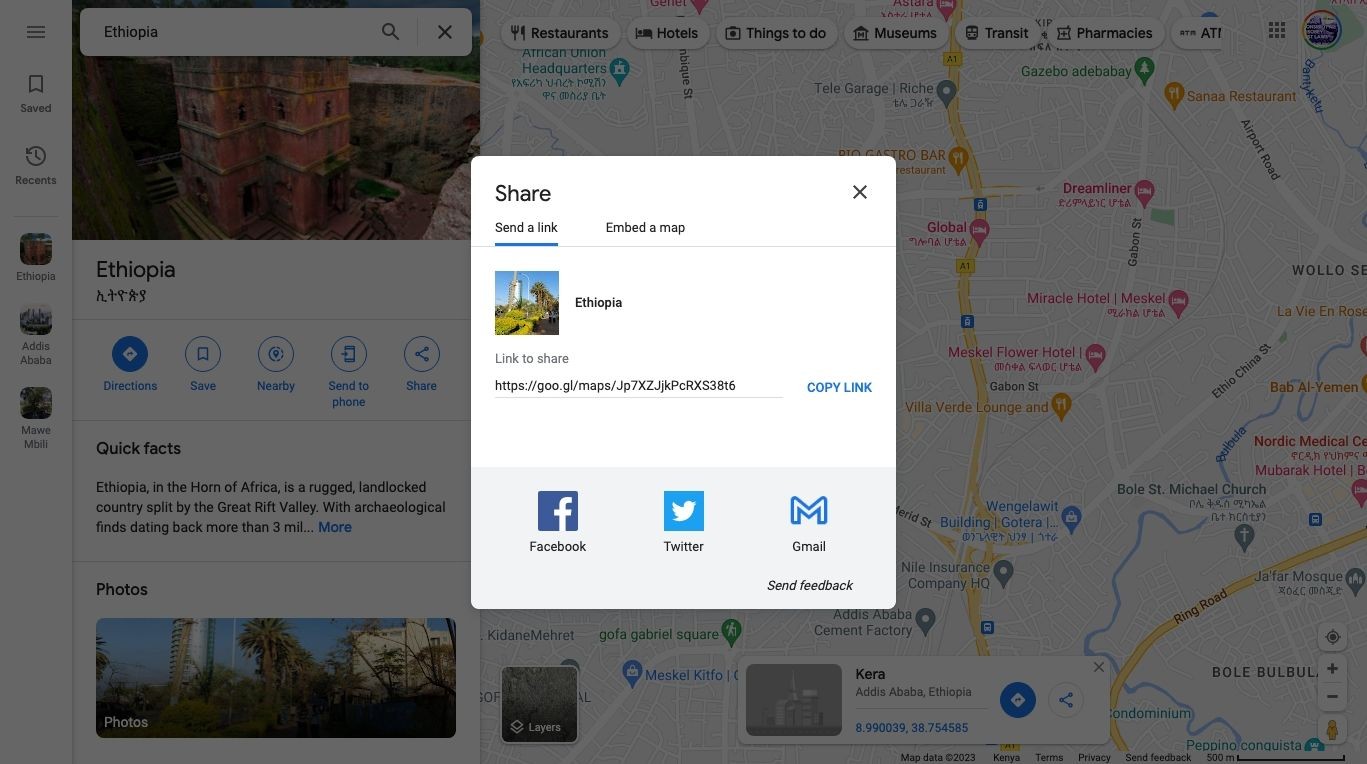 Các cách chia sẻ vị trí đã ghim trên trang web Google Maps
