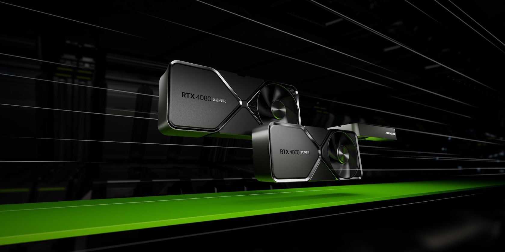 Các card đồ họa Nvidia RTX 4070 Super và RTX 4080 cùng nhau