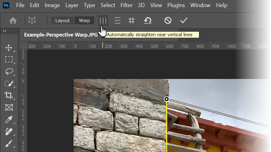 Các chế độ tự động của Perspective Warp và nút Warp
