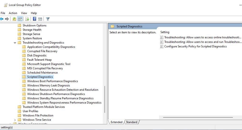 Các chính sách Scripted Diagnostic