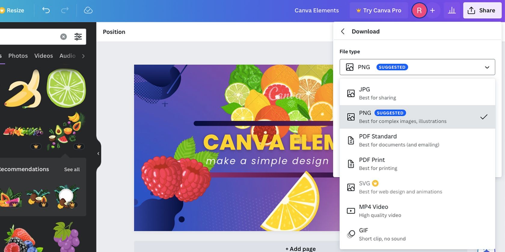 Các định dạng tệp Canva để tải xuống