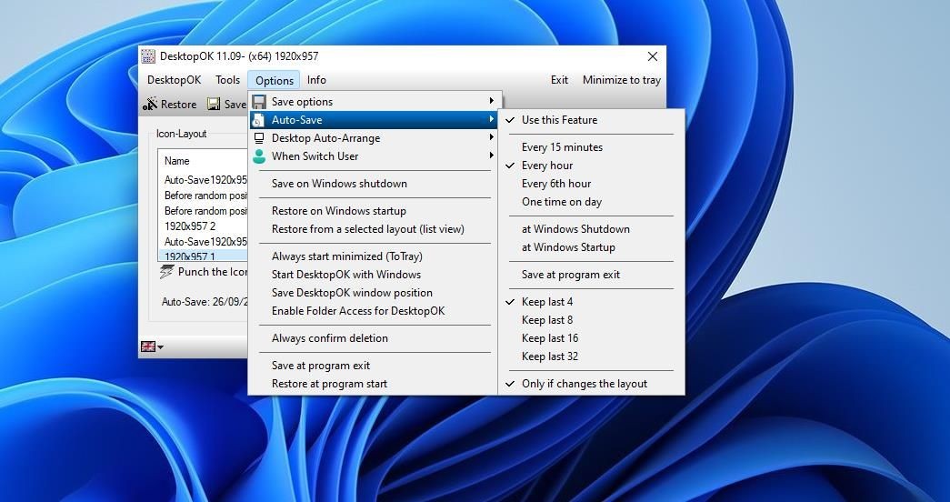 Các tùy chọn Auto-Save