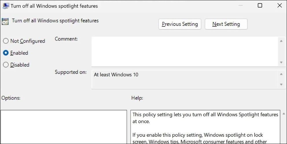 Cách bật hoặc tắt hình nền Windows Spotlight qua Trình Soạn Thảo Chính Sách Nhóm