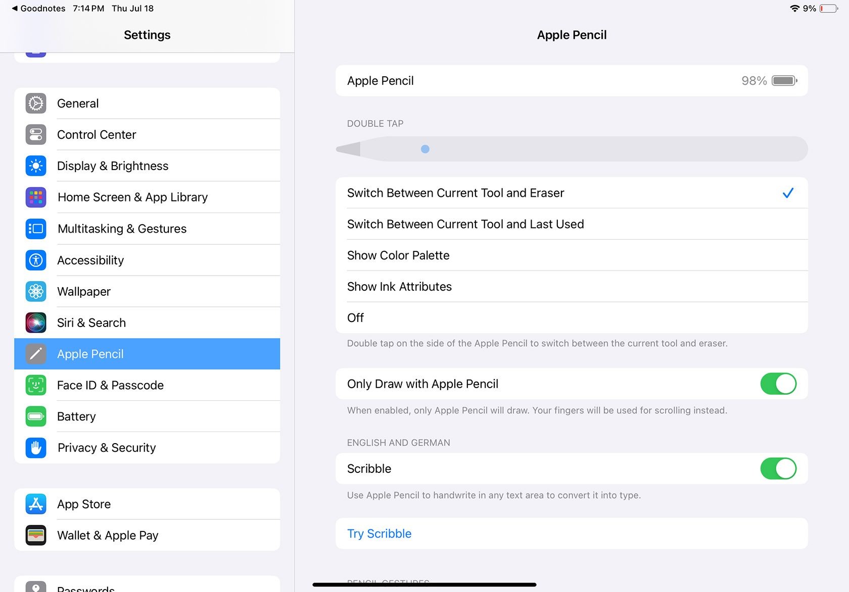 Cài đặt Apple Pencil trên iPad
