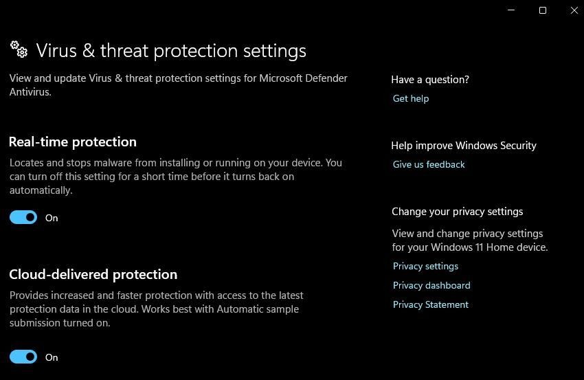 Cài đặt bảo vệ theo thời gian thực cho Microsoft Defender