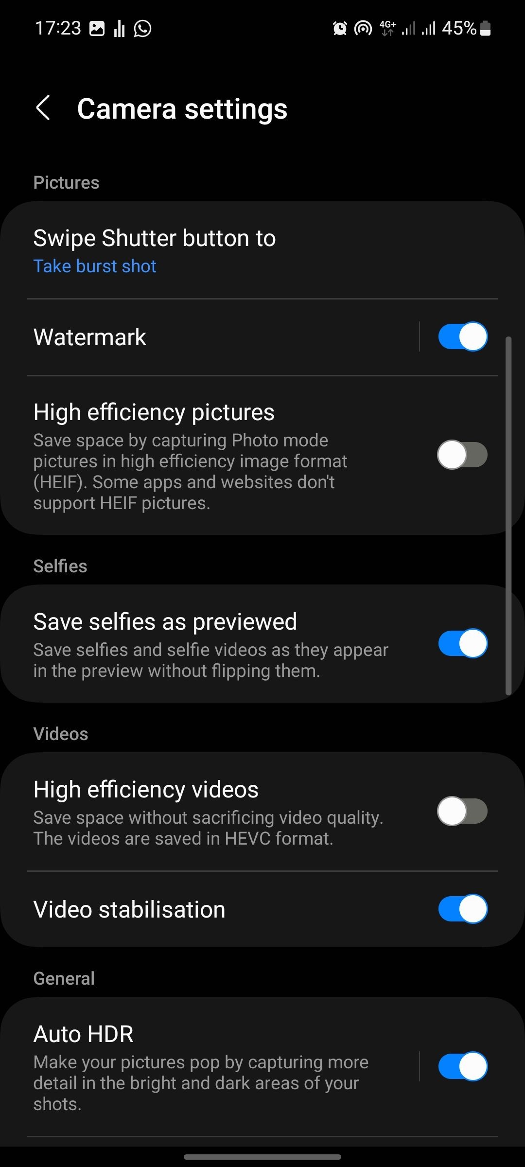 Cài đặt Camera Samsung