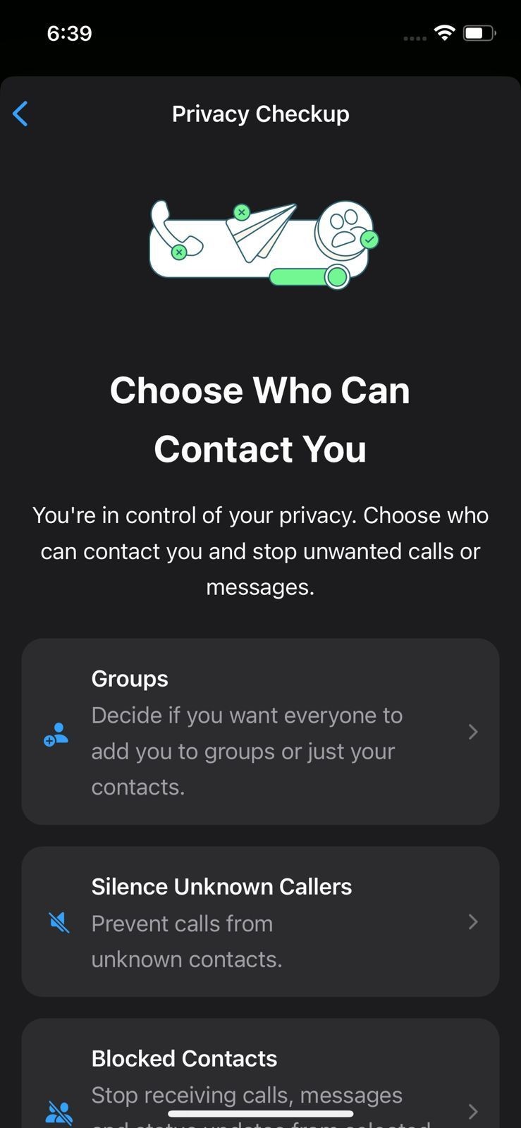 Cài đặt Chọn Ai Có Thể Liên Hệ Với Bạn trên WhatsApp