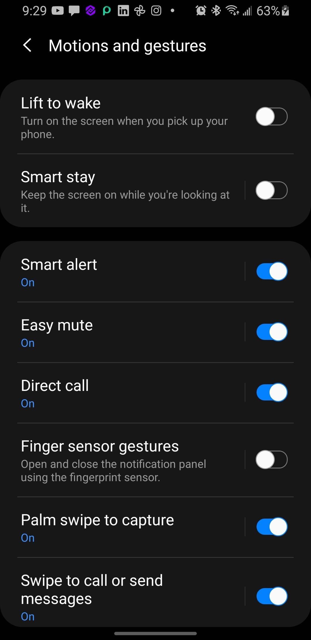 Cài đặt chuyển động và cử chỉ trên Android