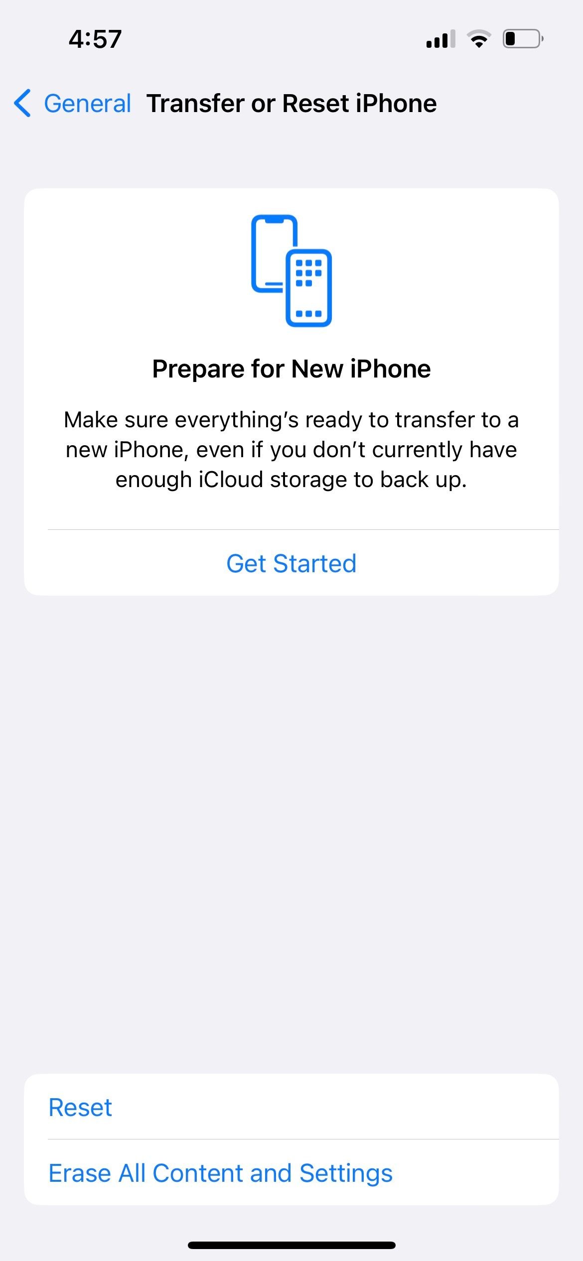 Cài đặt chuyển hoặc đặt lại iPhone
