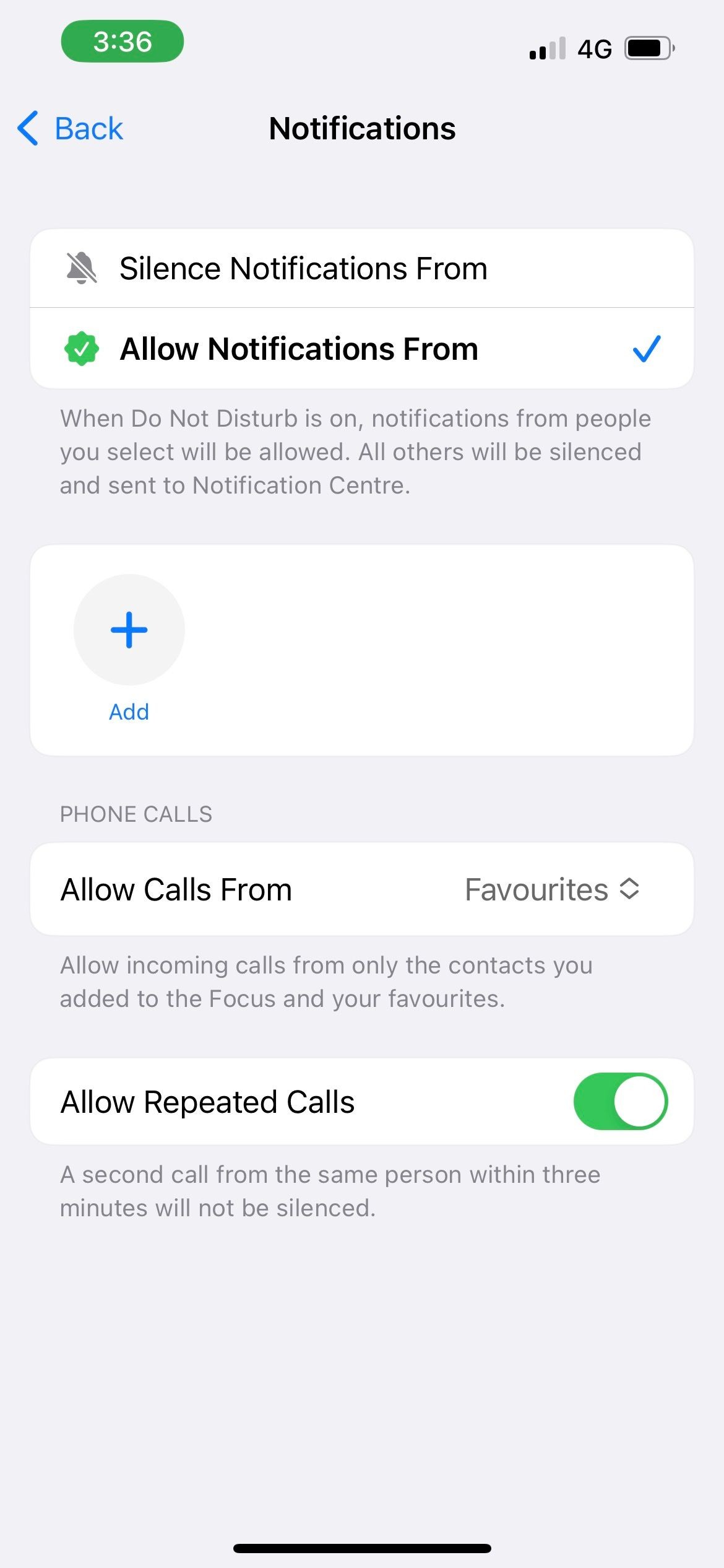 Cài đặt cuộc gọi cho chế độ Không Làm Phiền trên iPhone