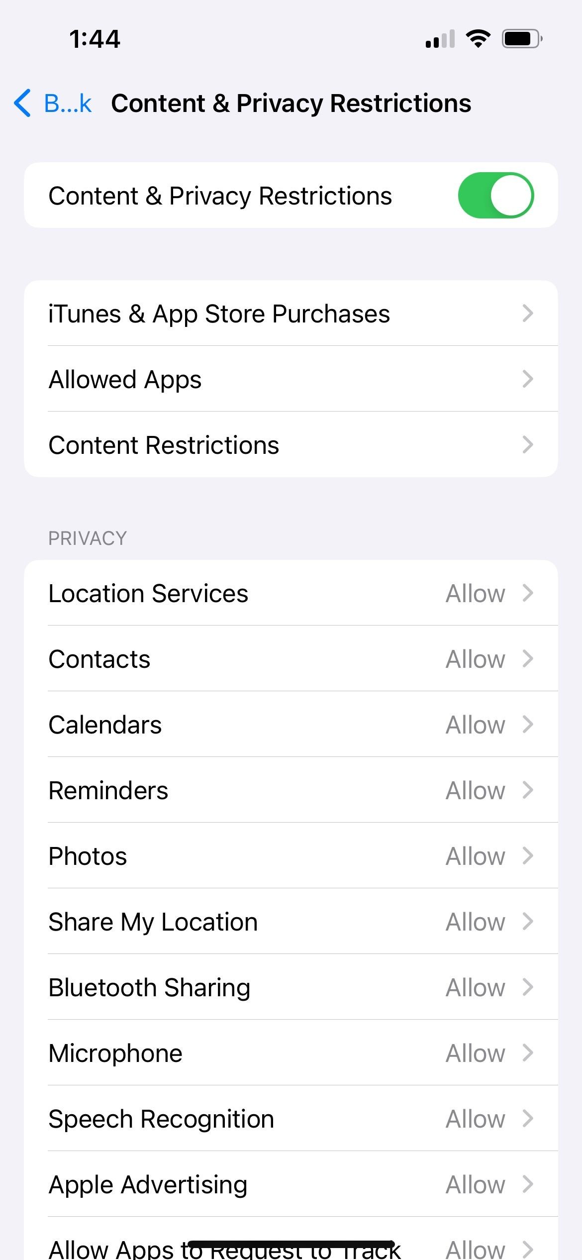 Cài đặt hạn chế nội dung và quyền riêng tư trên iPhone