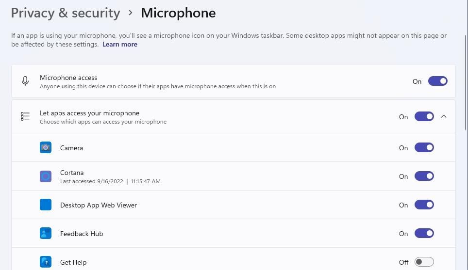 Cài đặt Let apps access your microphone