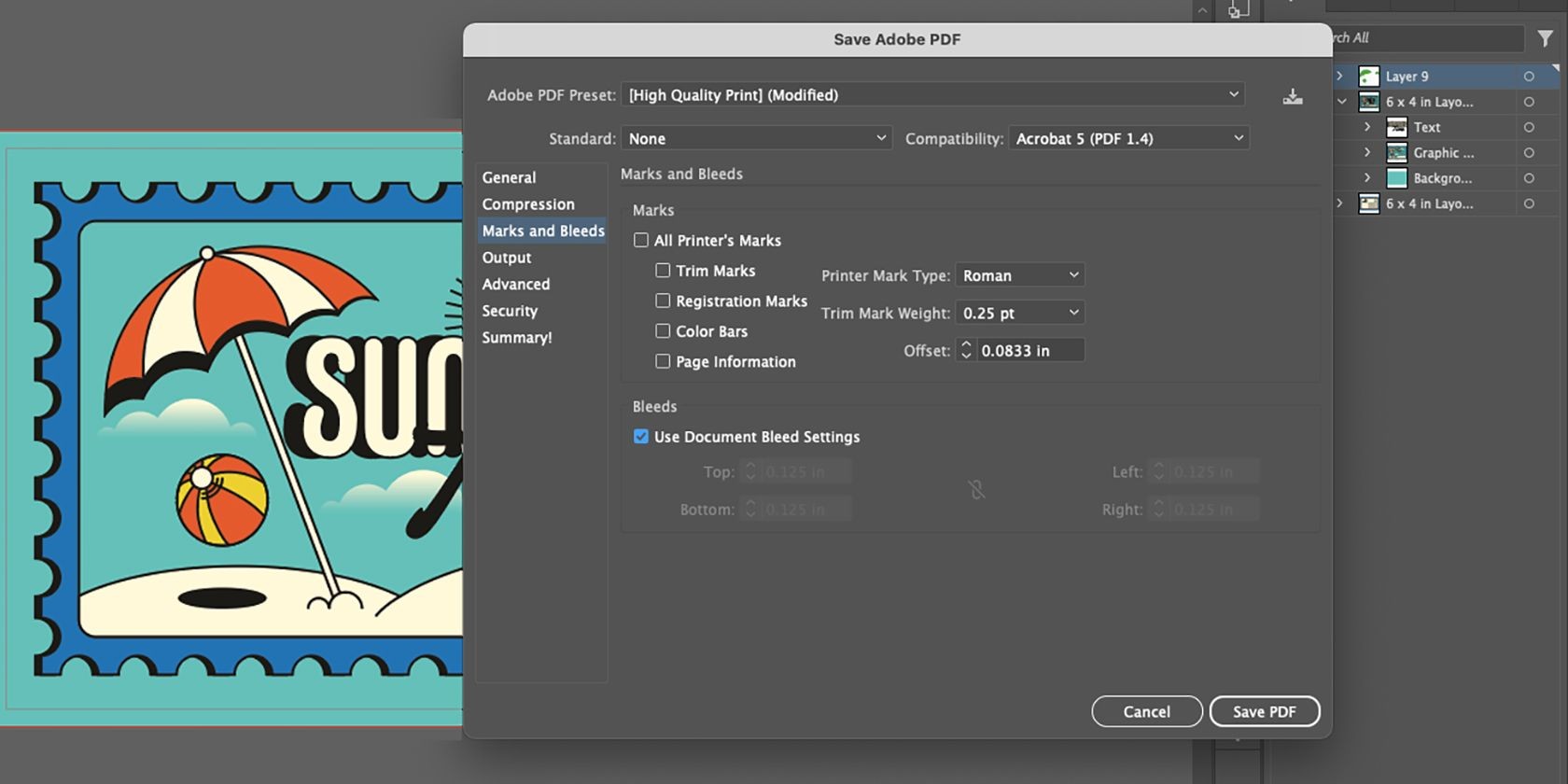 Cài đặt lưu PDF trong Adobe Illustrator