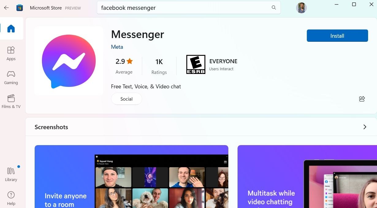 Cài đặt Messenger từ Microsoft Store