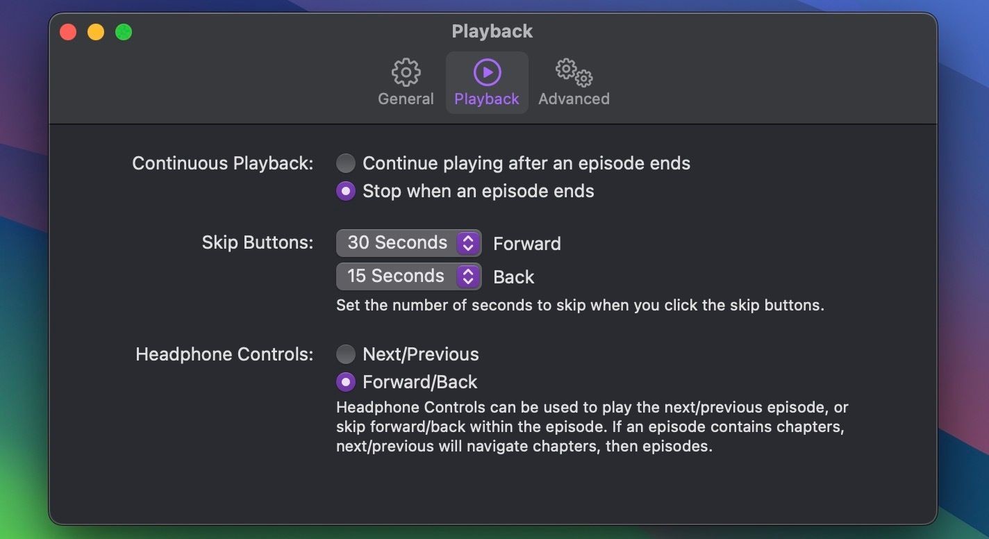 Cài đặt phát lại của Podcasts trên macOS