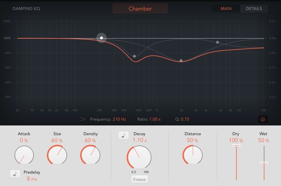 Cài đặt phòng vang trong plugin ChromaVerb trong Logic Pro X