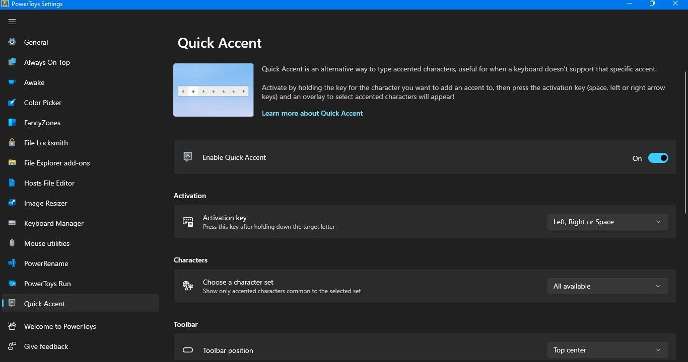 Cài Đặt Quick Accent Trong PowerToys
