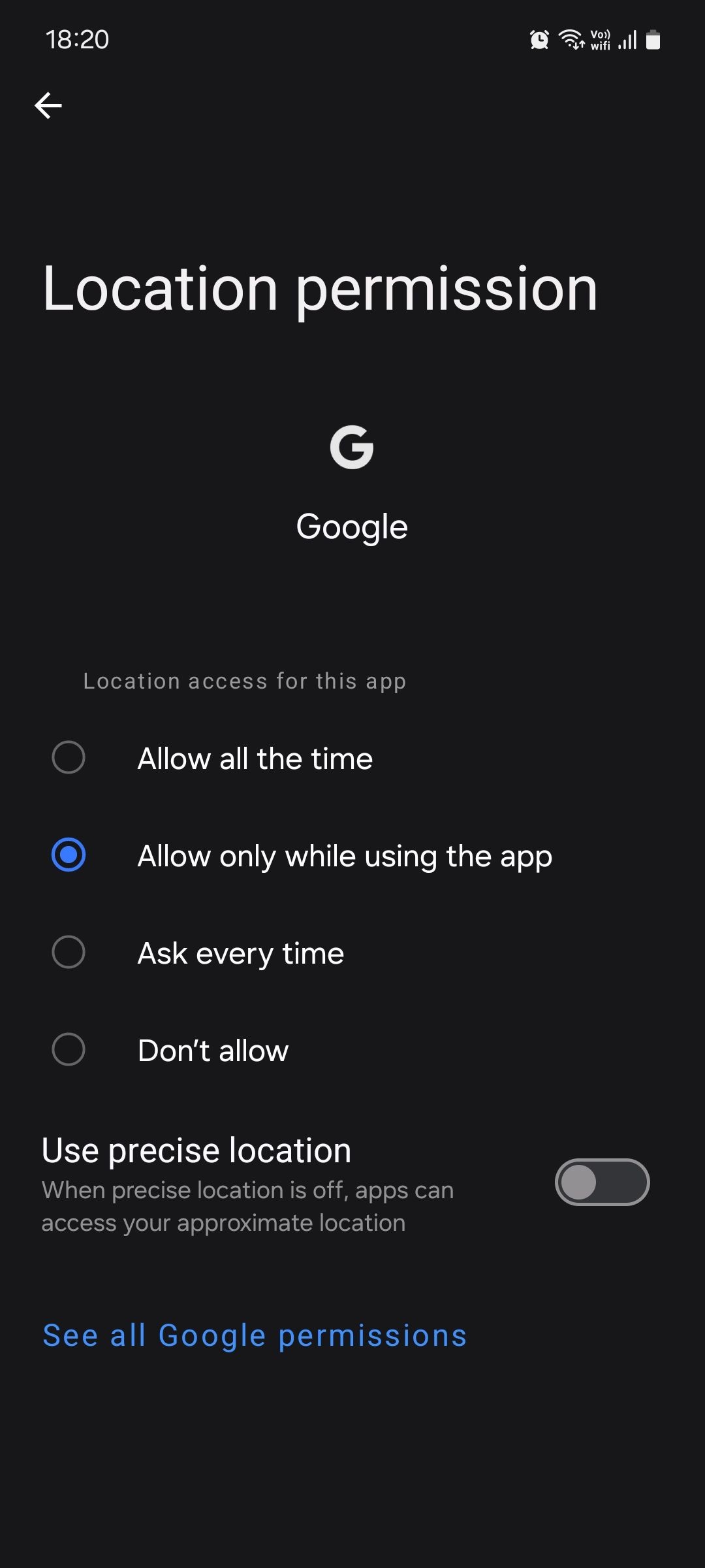 Cài đặt quyền vị trí Samsung One UI