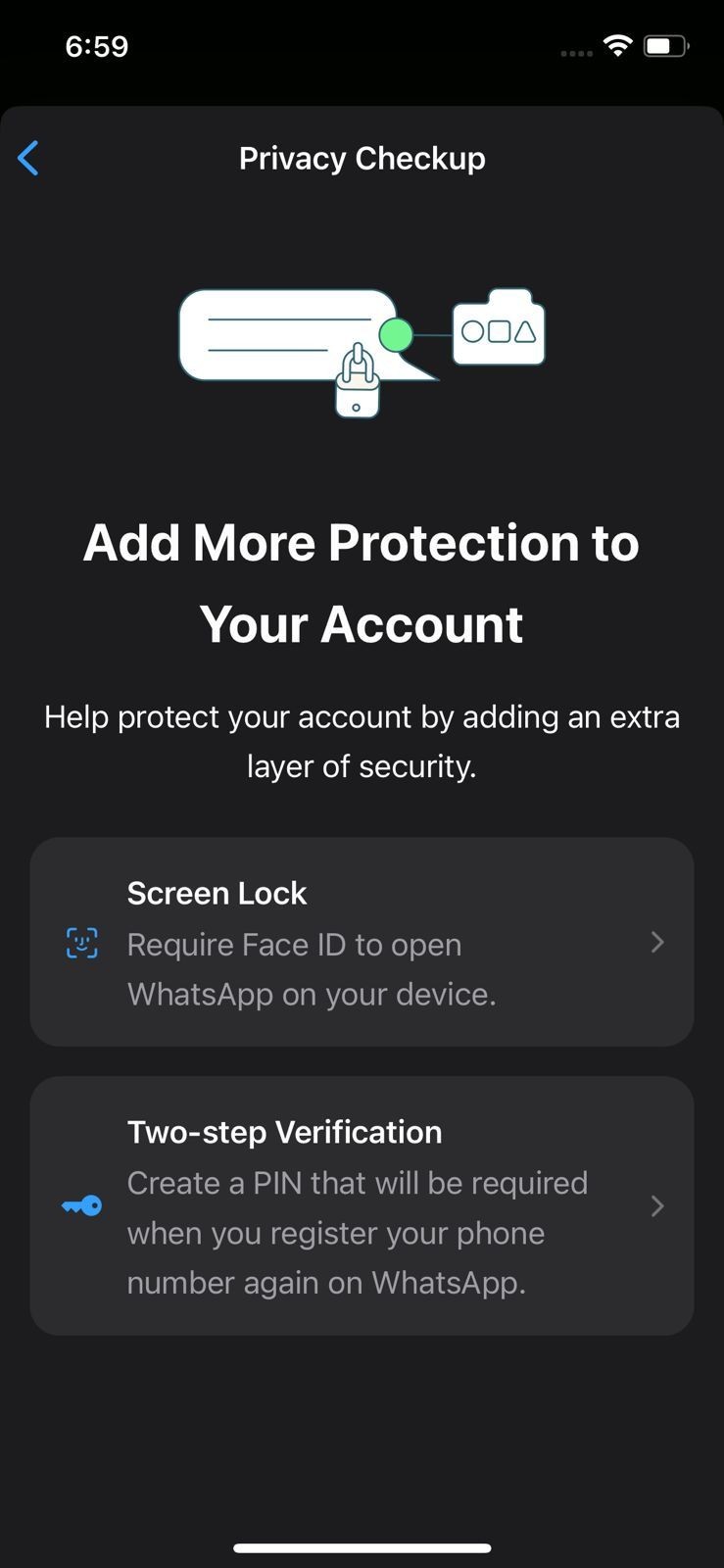 Cài đặt Thêm Bảo Vệ Cho Tài Khoản trên WhatsApp