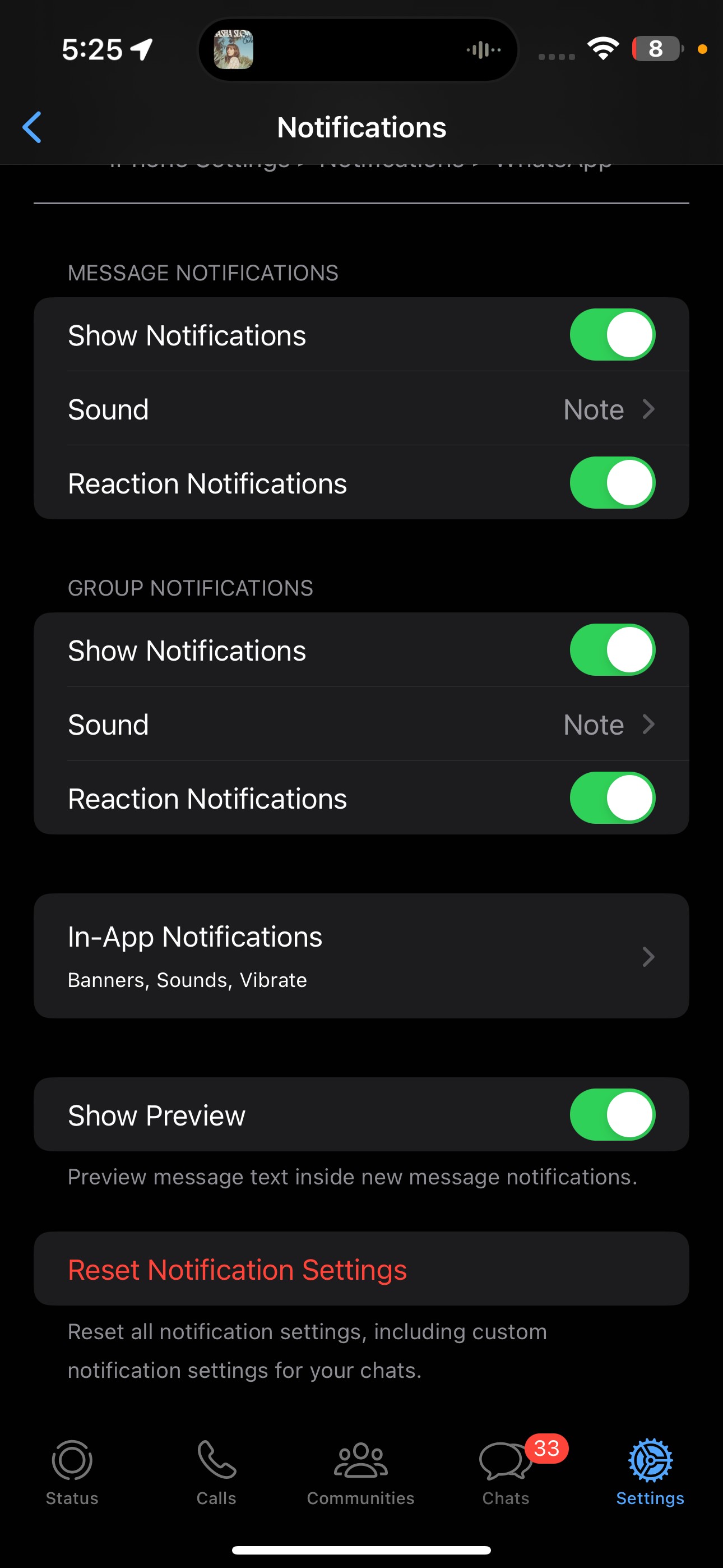 Cài đặt thông báo của WhatsApp