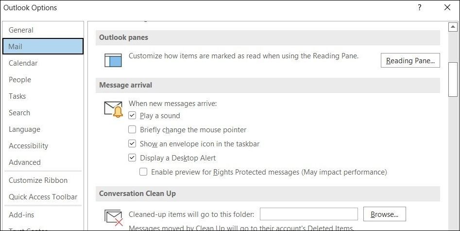 Cài đặt thông báo trong ứng dụng Outlook