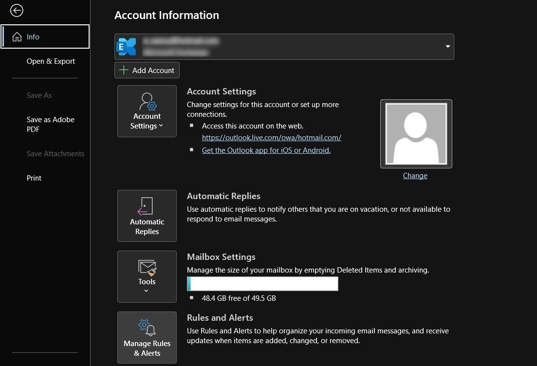 Cài đặt Thông tin Tài khoản trên ứng dụng Outlook