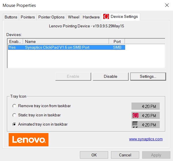 Cài đặt Touchpad trên Windows 10