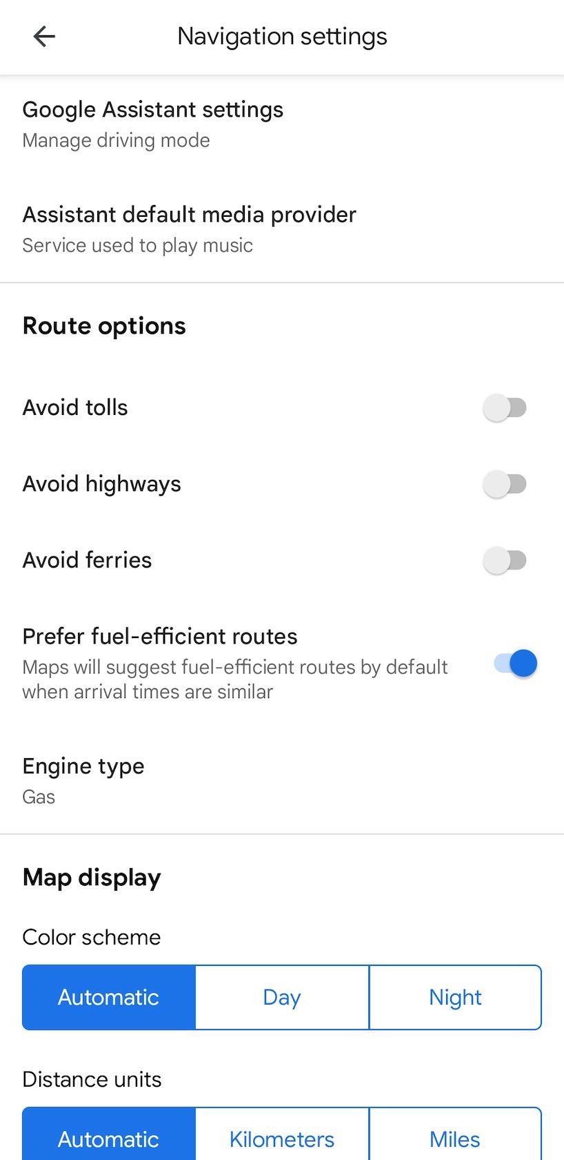 Cài đặt ưu tiên tuyến đường tiết kiệm nhiên liệu trong Google Maps