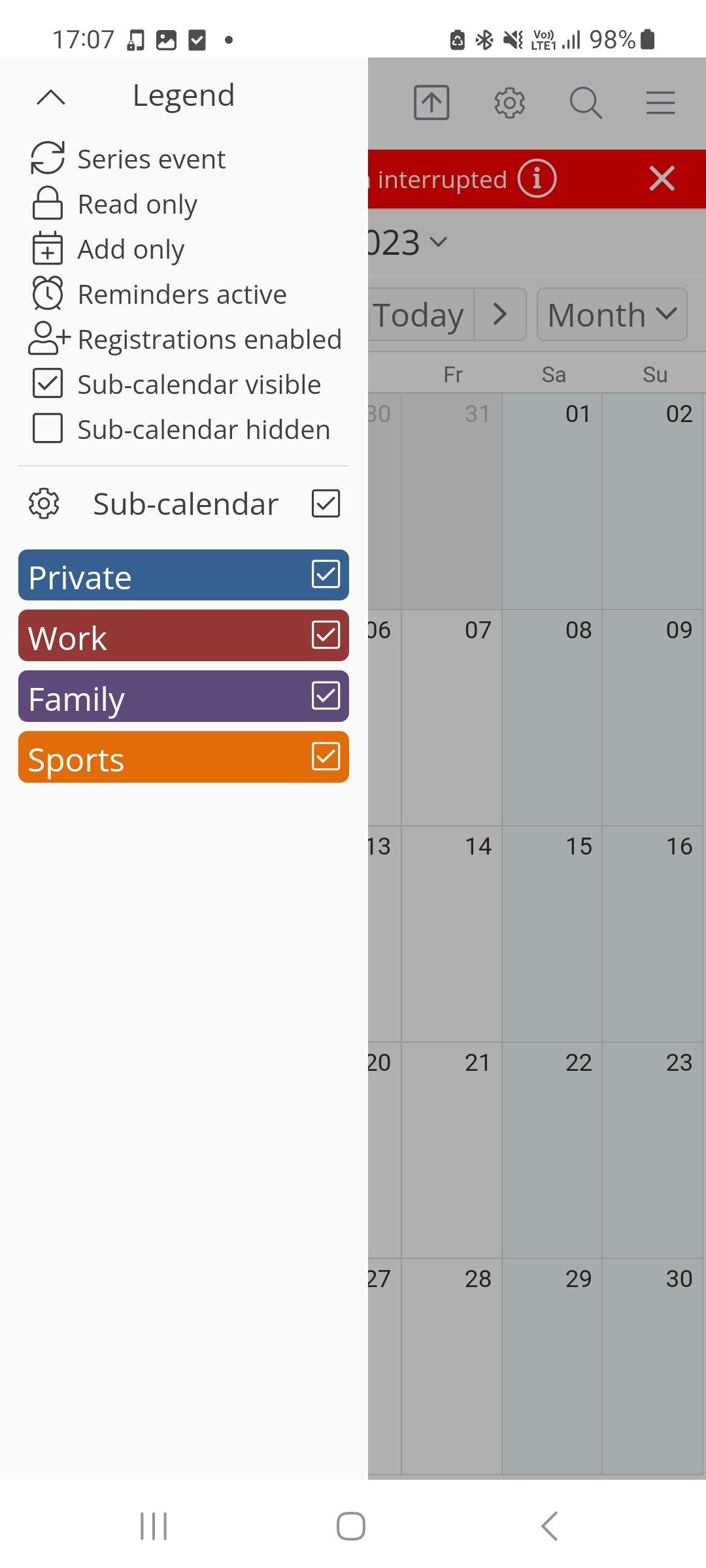 Calendar Online Sidebar Options