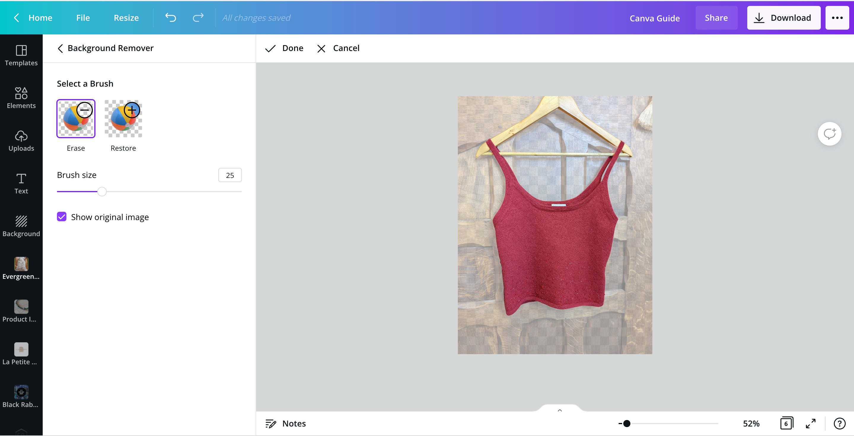 Canva Loại Bỏ Nền - Hiển Thị Ảnh Gốc