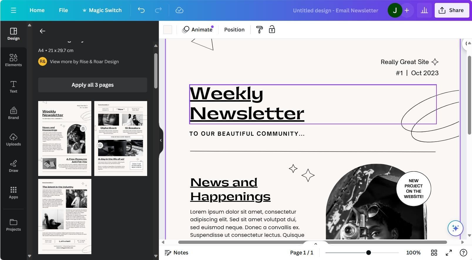 Canva Weekly Newsletter Email Template