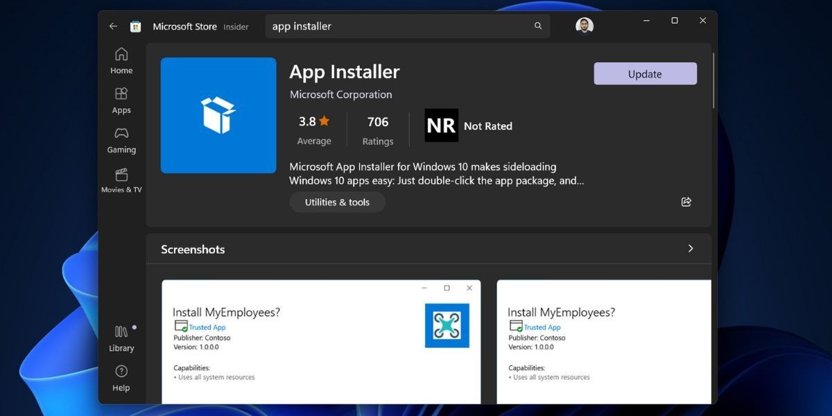 Cập Nhật App Installer