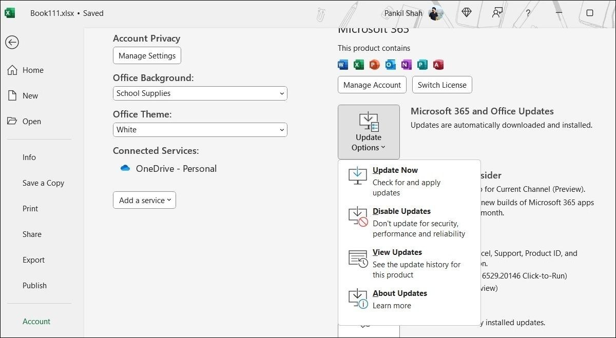 Cập Nhật Microsoft Excel