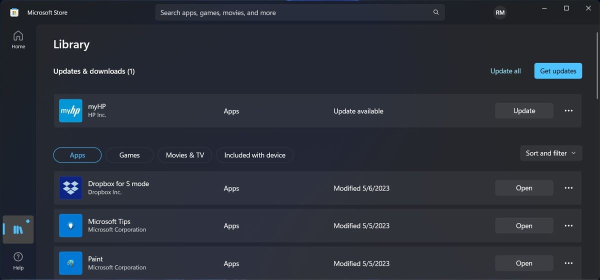Cập nhật Microsoft Store