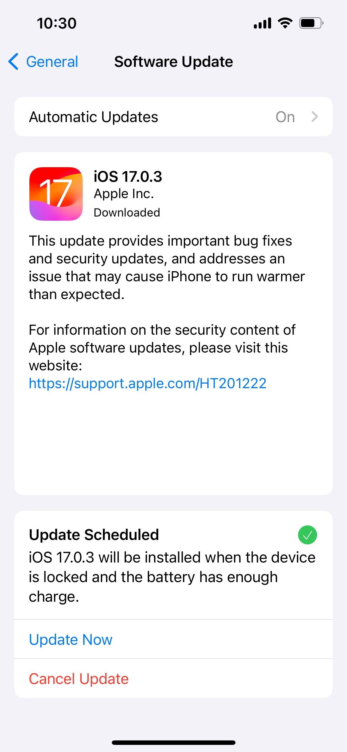 Cập nhật phần mềm iOS 17.0.3 trên iPhone