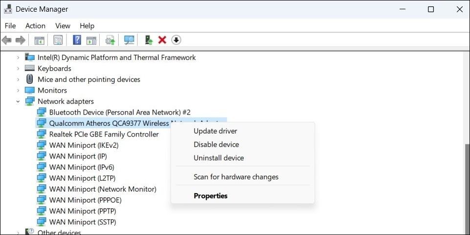 Cập nhật trình điều khiển mạng trên Windows