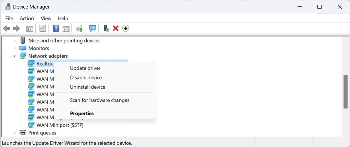 Cập nhật trình điều khiển Wi-Fi trong Windows 11