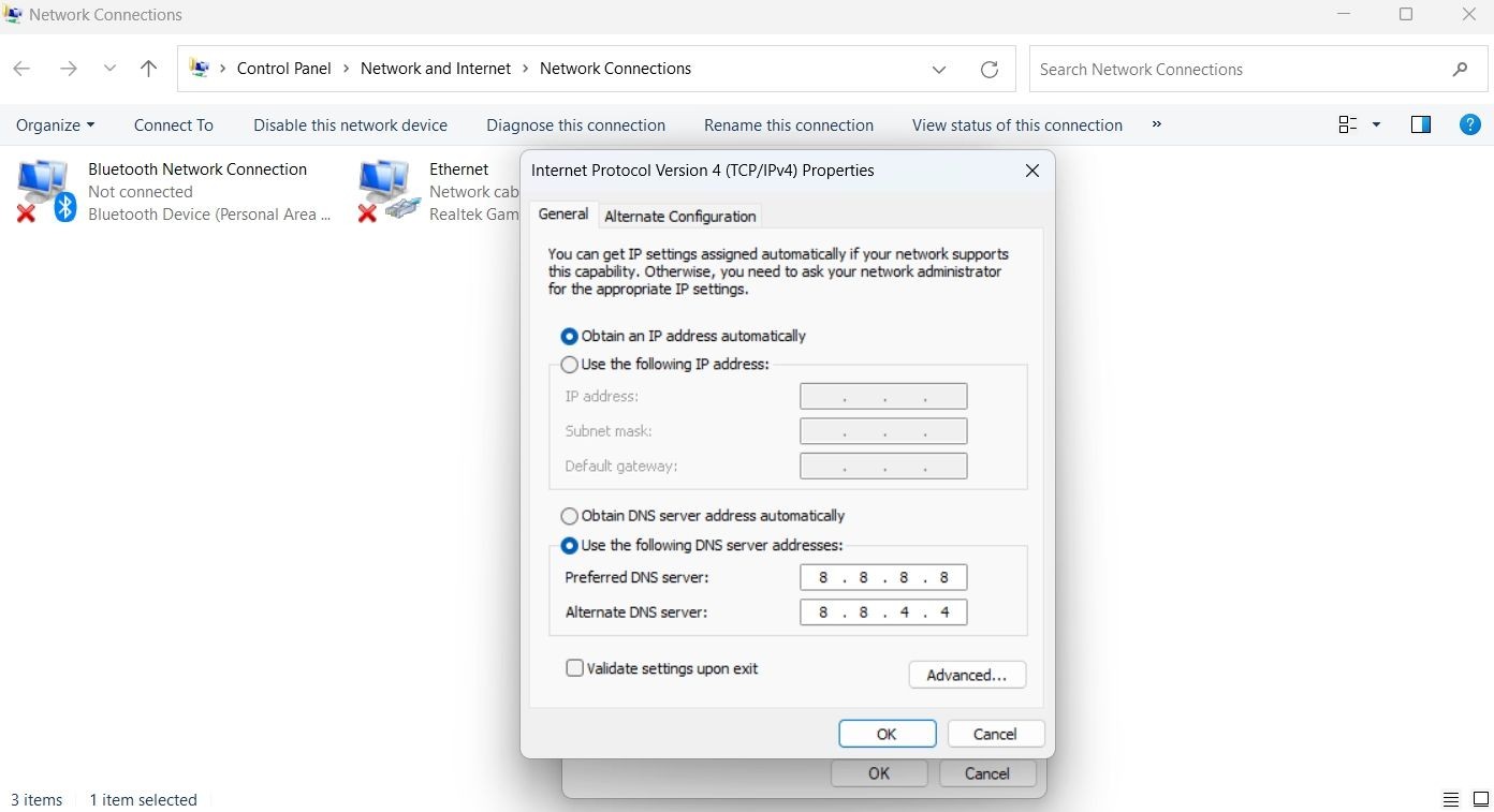 Cấu hình DNS công cộng của Google trong Control Panel